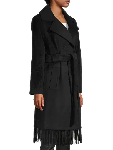 Sam Edelman Women's Fringe Wrap Coat - Black - Size 8 | Thumbnail 4 Sam Edelman Women's Fringe Wrap Coat - Black - Size 8 | Thumbnail 4