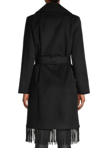 Sam Edelman Women's Fringe Wrap Coat - Black - Size 8 | Thumbnail 5 Sam Edelman Women's Fringe Wrap Coat - Black - Size 8 | Thumbnail 5