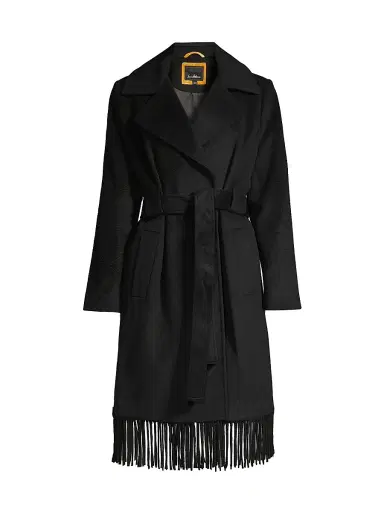 Sam Edelman Women's Fringe Wrap Coat - Black - Size 8 | Thumbnail 1 Sam Edelman Women's Fringe Wrap Coat - Black - Size 8 | Thumbnail 1