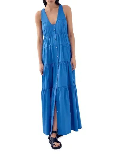 Bird & Knoll Women's Poet Tiered Maxi Dress - French Blue | Thumbnail 2 Bird & Knoll Women's Poet Tiered Maxi Dress - French Blue | Thumbnail 2