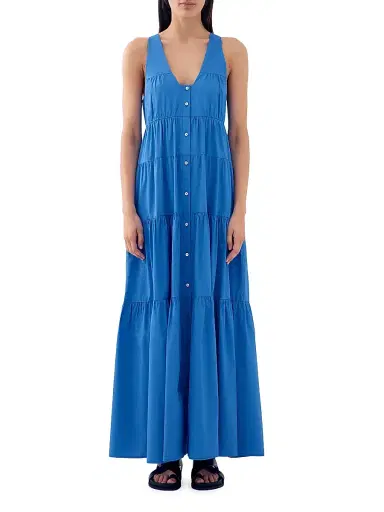 Bird & Knoll Women's Poet Tiered Maxi Dress - French Blue | Thumbnail 3 Bird & Knoll Women's Poet Tiered Maxi Dress - French Blue | Thumbnail 3