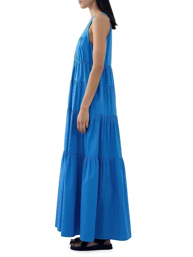 Bird & Knoll Women's Poet Tiered Maxi Dress - French Blue | Thumbnail 4 Bird & Knoll Women's Poet Tiered Maxi Dress - French Blue | Thumbnail 4