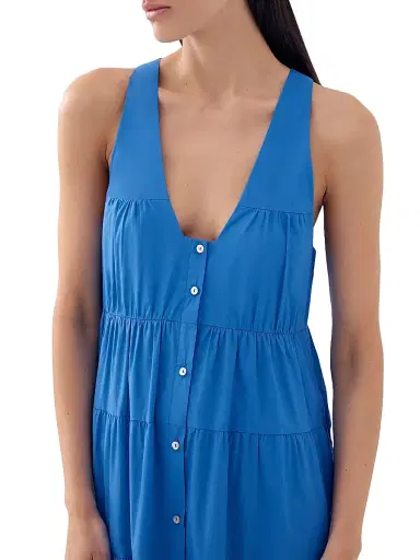 Bird & Knoll Women's Poet Tiered Maxi Dress - French Blue | Thumbnail 6 Bird & Knoll Women's Poet Tiered Maxi Dress - French Blue | Thumbnail 6