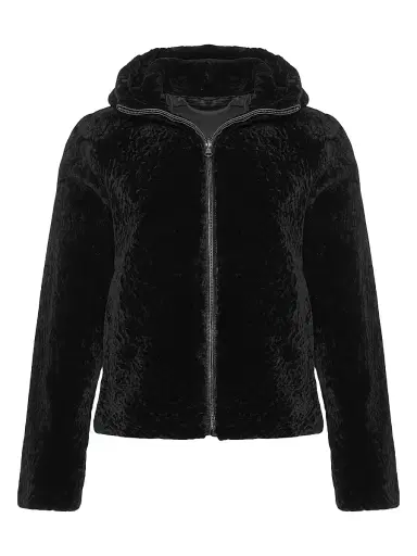 Gorski Women's Shearling Lamb Parka Reversible to Taffeta - Black - Size Large | Thumbnail 1 Gorski Women's Shearling Lamb Parka Reversible to Taffeta - Black - Size Large | Thumbnail 1