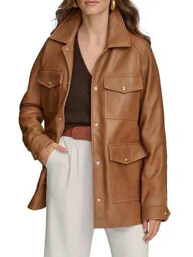Donna Karan New York Women's Leather Field Jacket | Thumbnail 4 Donna Karan New York Women's Leather Field Jacket | Thumbnail 4