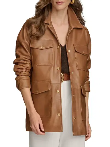 Donna Karan New York Women's Leather Field Jacket | Thumbnail 5 Donna Karan New York Women's Leather Field Jacket | Thumbnail 5