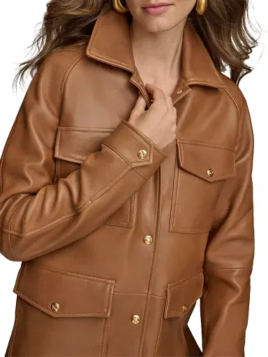 Donna Karan New York Women's Leather Field Jacket | Thumbnail 8 Donna Karan New York Women's Leather Field Jacket | Thumbnail 8