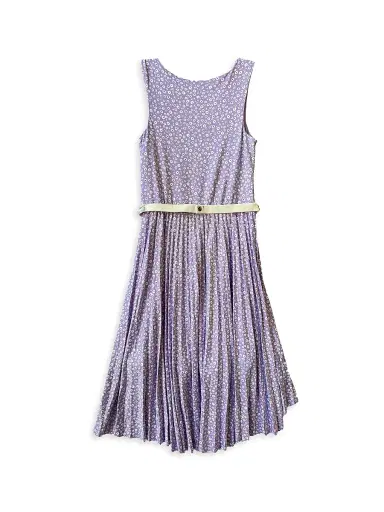 Un Deux Trois Girl's Floral High-Low Dress - Lilac | Thumbnail 2 Un Deux Trois Girl's Floral High-Low Dress - Lilac | Thumbnail 2