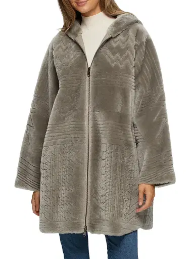 Gorski Women's Reversible Select Shearling Lamb Parka - Light Grey - Size Medium | Thumbnail 2 Gorski Women's Reversible Select Shearling Lamb Parka - Light Grey - Size Medium | Thumbnail 2