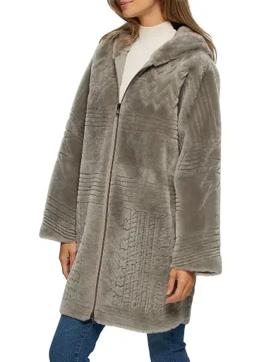 Gorski Women's Reversible Select Shearling Lamb Parka - Light Grey - Size Medium | Thumbnail 3 Gorski Women's Reversible Select Shearling Lamb Parka - Light Grey - Size Medium | Thumbnail 3