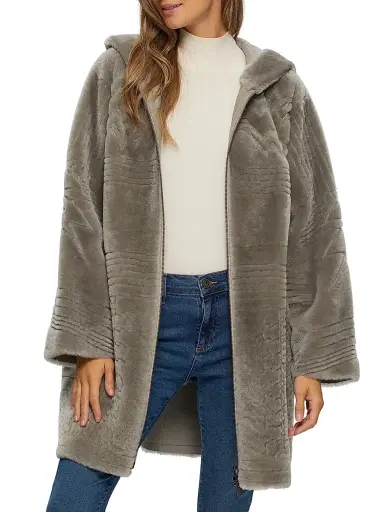 Gorski Women's Reversible Select Shearling Lamb Parka - Light Grey - Size Medium | Thumbnail 6 Gorski Women's Reversible Select Shearling Lamb Parka - Light Grey - Size Medium | Thumbnail 6