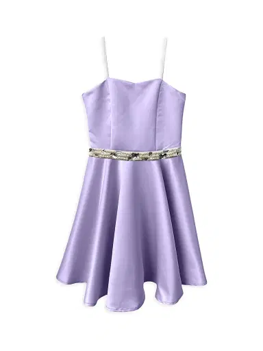 Un Deux Trois Girl's Fit-&-Flare Satin Dress - Lilsat | Thumbnail 1 Un Deux Trois Girl's Fit-&-Flare Satin Dress - Lilsat | Thumbnail 1