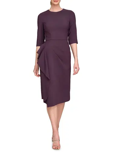 Kay Unger Women's Esther Stretch Crêpe Cocktail Dress - Fig | Thumbnail 2 Kay Unger Women's Esther Stretch Crêpe Cocktail Dress - Fig | Thumbnail 2