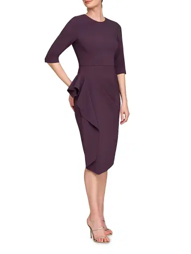 Kay Unger Women's Esther Stretch Crêpe Cocktail Dress - Fig | Thumbnail 3 Kay Unger Women's Esther Stretch Crêpe Cocktail Dress - Fig | Thumbnail 3