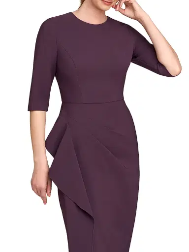 Kay Unger Women's Esther Stretch Crêpe Cocktail Dress - Fig | Thumbnail 5 Kay Unger Women's Esther Stretch Crêpe Cocktail Dress - Fig | Thumbnail 5