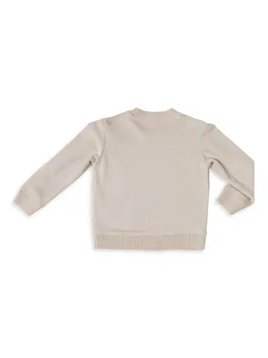 Barefoot Dreams Little Girl's Luxechic Crewneck Pullover - Stone | Thumbnail 3 Barefoot Dreams Little Girl's Luxechic Crewneck Pullover - Stone | Thumbnail 3