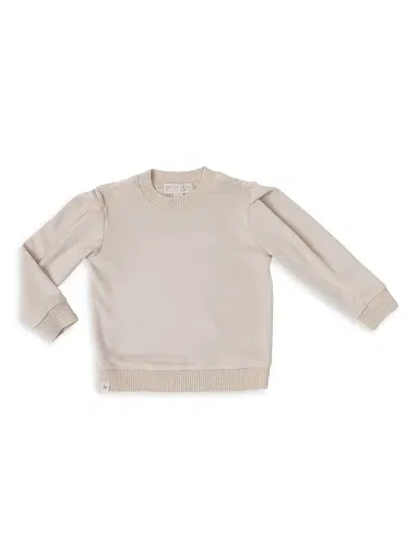 Barefoot Dreams Little Girl's Luxechic Crewneck Pullover - Stone | Thumbnail 1 Barefoot Dreams Little Girl's Luxechic Crewneck Pullover - Stone | Thumbnail 1