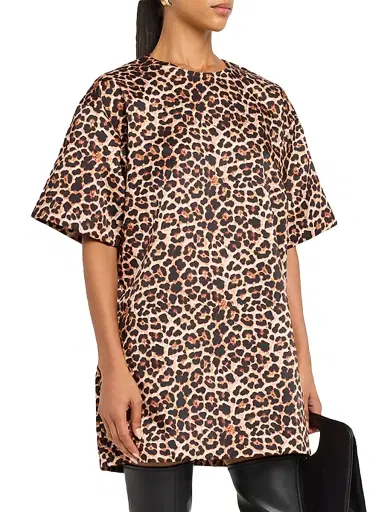 Marques'Almeida Women's Leopard-Printed Bonded Satin T-Shirt Dress - Brown | Thumbnail 3 Marques'Almeida Women's Leopard-Printed Bonded Satin T-Shirt Dress - Brown | Thumbnail 3