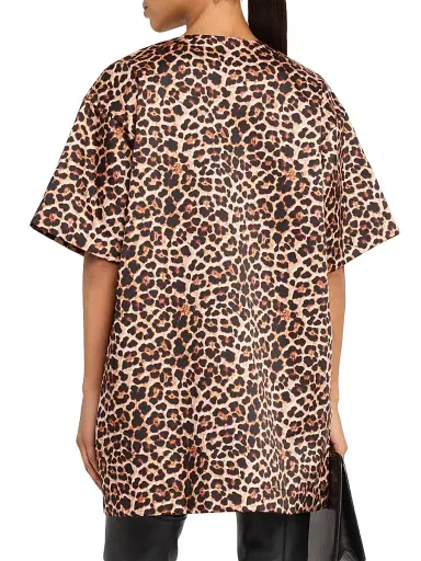 Marques'Almeida Women's Leopard-Printed Bonded Satin T-Shirt Dress - Brown | Thumbnail 4 Marques'Almeida Women's Leopard-Printed Bonded Satin T-Shirt Dress - Brown | Thumbnail 4