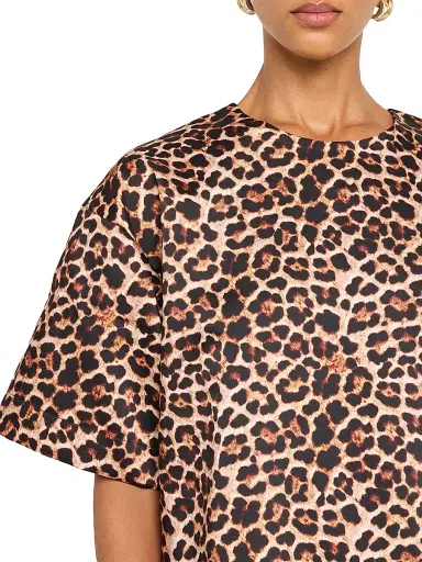 Marques'Almeida Women's Leopard-Printed Bonded Satin T-Shirt Dress - Brown | Thumbnail 5 Marques'Almeida Women's Leopard-Printed Bonded Satin T-Shirt Dress - Brown | Thumbnail 5