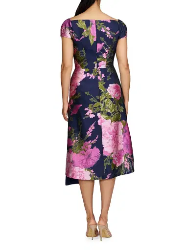 Kay Unger Women's Blanca Floral Satin Sash Midi-Dress - Azalea Pink | Thumbnail 3 Kay Unger Women's Blanca Floral Satin Sash Midi-Dress - Azalea Pink | Thumbnail 3
