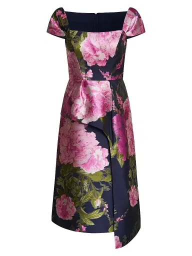 Kay Unger Women's Blanca Floral Satin Sash Midi-Dress - Azalea Pink | Thumbnail 1 Kay Unger Women's Blanca Floral Satin Sash Midi-Dress - Azalea Pink | Thumbnail 1