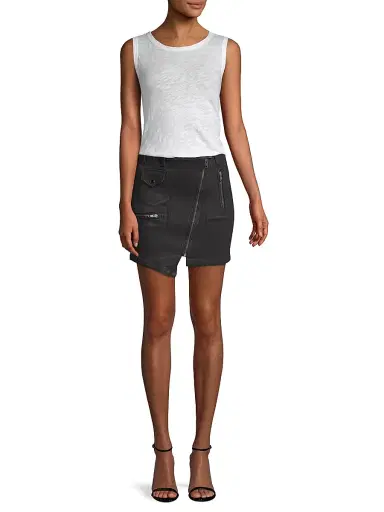 Hudson Jeans Women's Zippered Asymmetrical Moto Skirt - Black Wax | Thumbnail 2 Hudson Jeans Women's Zippered Asymmetrical Moto Skirt - Black Wax | Thumbnail 2
