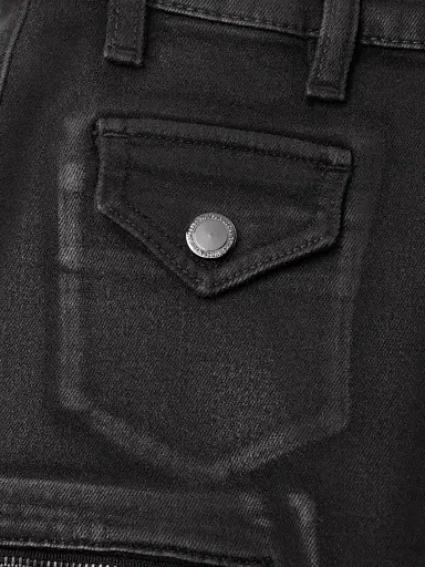 Hudson Jeans Women's Zippered Asymmetrical Moto Skirt - Black Wax | Thumbnail 6 Hudson Jeans Women's Zippered Asymmetrical Moto Skirt - Black Wax | Thumbnail 6