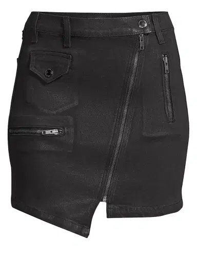 Hudson Jeans Women's Zippered Asymmetrical Moto Skirt - Black Wax | Thumbnail 7 Hudson Jeans Women's Zippered Asymmetrical Moto Skirt - Black Wax | Thumbnail 7