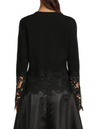 Kay Unger Women's Noelle Lace-Trimmed Cardigan - Black | Thumbnail 5 Kay Unger Women's Noelle Lace-Trimmed Cardigan - Black | Thumbnail 5