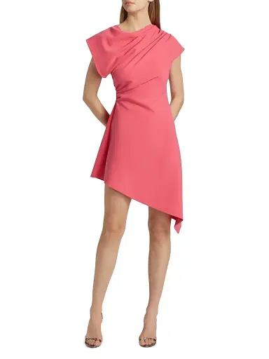 Halston Women's Jolie Crêpe Asymmetric Dress - Guava - Size 0 | Thumbnail 2 Halston Women's Jolie Crêpe Asymmetric Dress - Guava - Size 0 | Thumbnail 2