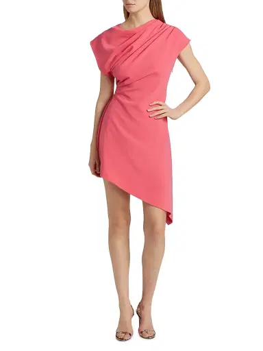 Halston Women's Jolie Crêpe Asymmetric Dress - Guava - Size 0 | Thumbnail 3 Halston Women's Jolie Crêpe Asymmetric Dress - Guava - Size 0 | Thumbnail 3