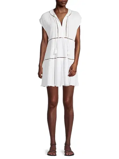 Change of Scenery Women's Gari Cotton Tiered Lace Cover-Up | Thumbnail 2 Change of Scenery Women's Gari Cotton Tiered Lace Cover-Up | Thumbnail 2