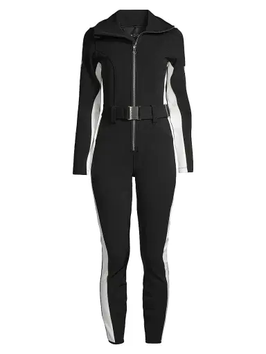 Cordova Women's Belted Stripe Stretch Ski Suit - Onyx | Thumbnail 1 Cordova Women's Belted Stripe Stretch Ski Suit - Onyx | Thumbnail 1