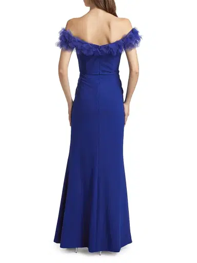 Rene Ruiz Collection Women's Tulle Flower & Crepe Column Gown - Blue | Thumbnail 5 Rene Ruiz Collection Women's Tulle Flower & Crepe Column Gown - Blue | Thumbnail 5