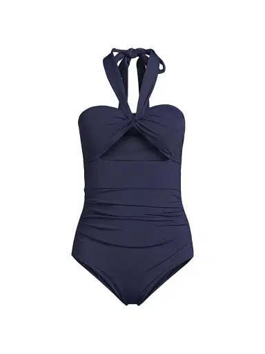 Change of Scenery Women's Ella Convertible Twist Front One-Piece Swimsuit - Navy | Thumbnail 1 Change of Scenery Women's Ella Convertible Twist Front One-Piece Swimsuit - Navy | Thumbnail 1