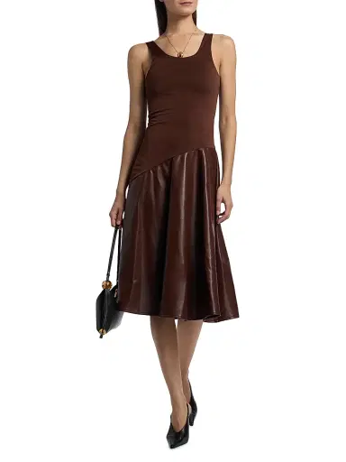 Mariandree Gaitan Women's Martina Faux Leather Midi-Dress | Thumbnail 2 Mariandree Gaitan Women's Martina Faux Leather Midi-Dress | Thumbnail 2