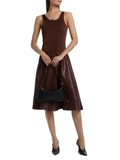 Mariandree Gaitan Women's Martina Faux Leather Midi-Dress | Thumbnail 3 Mariandree Gaitan Women's Martina Faux Leather Midi-Dress | Thumbnail 3