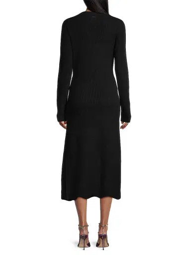 Toccin Women's Stevie Scalloped Edge Tie-Waist Midi-Dress - Jet | Thumbnail 5 Toccin Women's Stevie Scalloped Edge Tie-Waist Midi-Dress - Jet | Thumbnail 5