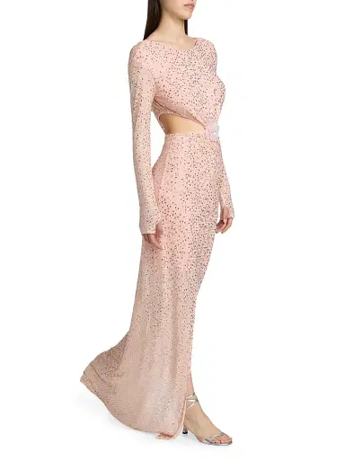 Mariandree Gaitan Women's Identity Valentina Embellished Sheer Lace Dress - Pink - Size Medium | Thumbnail 2 Mariandree Gaitan Women's Identity Valentina Embellished Sheer Lace Dress - Pink - Size Medium | Thumbnail 2