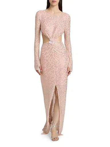 Mariandree Gaitan Women's Identity Valentina Embellished Sheer Lace Dress - Pink - Size Medium | Thumbnail 3 Mariandree Gaitan Women's Identity Valentina Embellished Sheer Lace Dress - Pink - Size Medium | Thumbnail 3