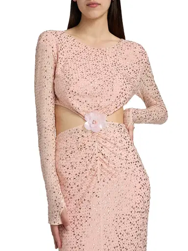 Mariandree Gaitan Women's Identity Valentina Embellished Sheer Lace Dress - Pink - Size Medium | Thumbnail 6 Mariandree Gaitan Women's Identity Valentina Embellished Sheer Lace Dress - Pink - Size Medium | Thumbnail 6