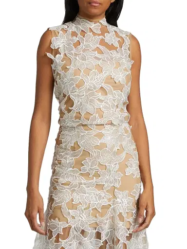 Mariandree Gaitan Women's Karol Floral Embroidered Lace Top - White - Size Small | Thumbnail 3 Mariandree Gaitan Women's Karol Floral Embroidered Lace Top - White - Size Small | Thumbnail 3