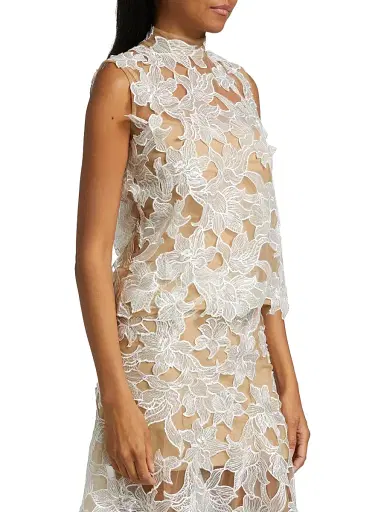 Mariandree Gaitan Women's Karol Floral Embroidered Lace Top - White - Size Small | Thumbnail 4 Mariandree Gaitan Women's Karol Floral Embroidered Lace Top - White - Size Small | Thumbnail 4