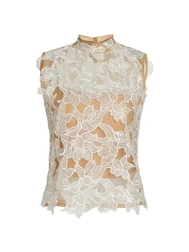 Mariandree Gaitan Women's Karol Floral Embroidered Lace Top - White - Size Small | Thumbnail 1 Mariandree Gaitan Women's Karol Floral Embroidered Lace Top - White - Size Small | Thumbnail 1