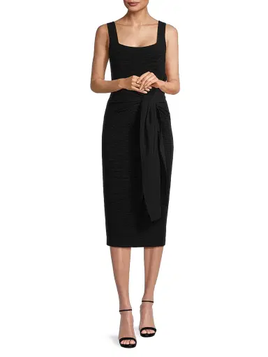 Toccin Women's Lorenza Tie-Front Sleeveless Midi-Dress - Jet | Thumbnail 2 Toccin Women's Lorenza Tie-Front Sleeveless Midi-Dress - Jet | Thumbnail 2
