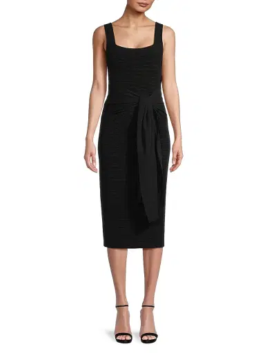 Toccin Women's Lorenza Tie-Front Sleeveless Midi-Dress - Jet | Thumbnail 3 Toccin Women's Lorenza Tie-Front Sleeveless Midi-Dress - Jet | Thumbnail 3