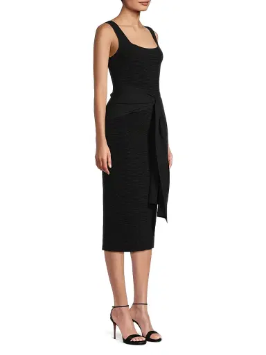 Toccin Women's Lorenza Tie-Front Sleeveless Midi-Dress - Jet | Thumbnail 4 Toccin Women's Lorenza Tie-Front Sleeveless Midi-Dress - Jet | Thumbnail 4