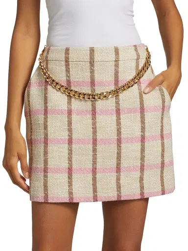 Toccin Women's Lane Plaid A-Line Miniskirt - Pink Neutral | Thumbnail 3 Toccin Women's Lane Plaid A-Line Miniskirt - Pink Neutral | Thumbnail 3