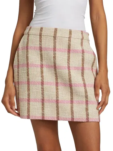 Toccin Women's Lane Plaid A-Line Miniskirt - Pink Neutral | Thumbnail 6 Toccin Women's Lane Plaid A-Line Miniskirt - Pink Neutral | Thumbnail 6